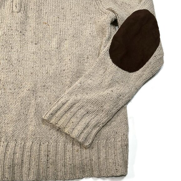 Polo Ralph Lauren Mens Large 1/4 Zip Pullover Sweater Elbow Patch Cotton Hemp - Picture 2 of 9